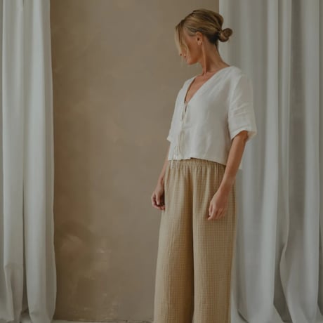 【Organic Zoo】Women's Grid Check Wheat Frill Culottes