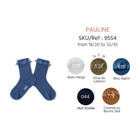 【Collégien】Pauline Lightweight Ribbed Socks with Broderie Anglaise