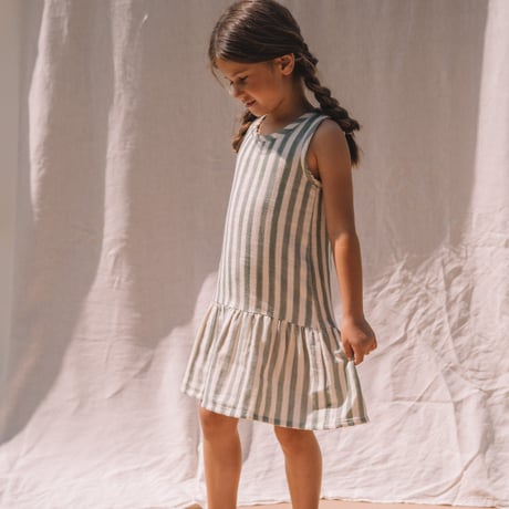 【STUDIO BOHEME PARIS】NEW DRESS  PLAYA - GREEN STRIPES
