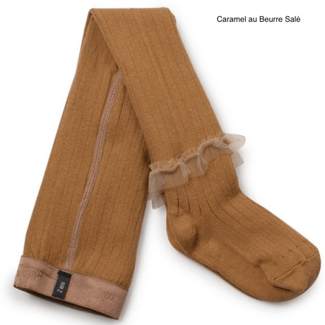 【Collégien】Gisèle Tulle Frill Ribbed Tights