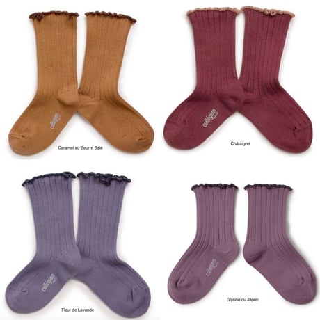 【Collégien】Delphine Lettuce Trim Ribbed Socks