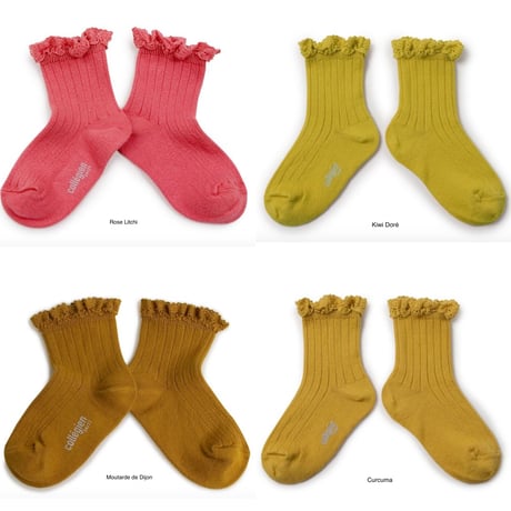 【Collégien】Lili Lace Trim Ribbed Ankle Socks