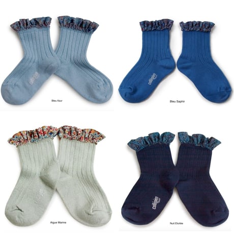 【Collégien】Charlotte Liberty Ruffle Ribbed Ankle Socks