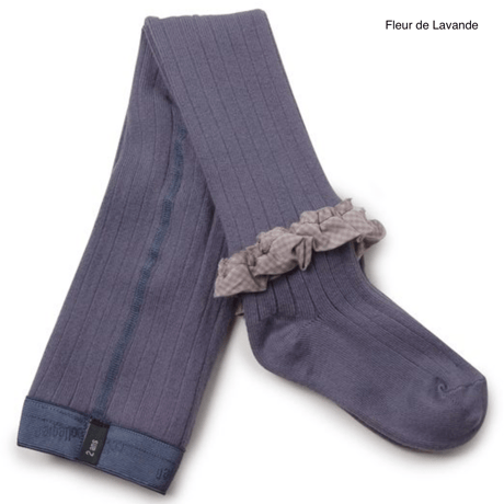 【Collégien】Agathe Gingham Ruffle Ribbed Tights
