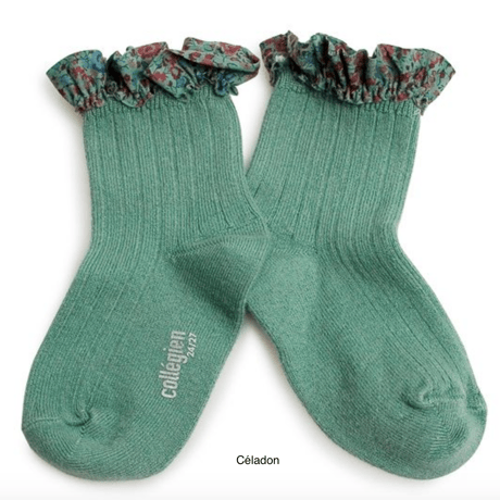 【Collégien】Charlotte Liberty Ruffle Ribbed Ankle Socks