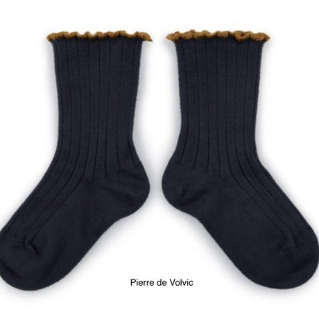 【Collégien】Delphine Lettuce Trim Ribbed Socks