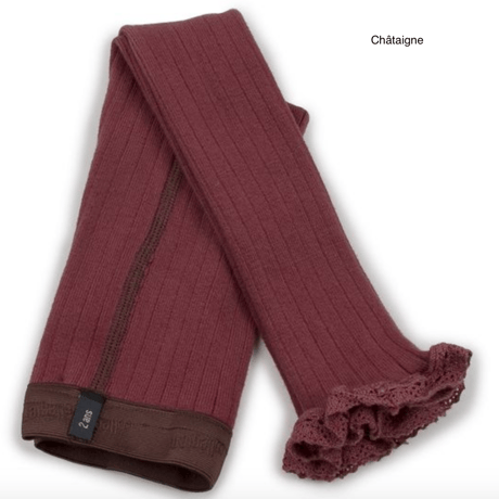 【Collégien】Aliénor Lace-trim Ribbed Footless Tights