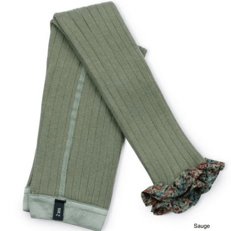 【Collégien】Catherine Liberty Ruffle Ribbed Footless Tights