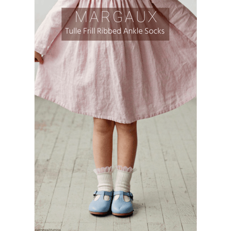 【Collégien】 Margaux - Tulle Frill Ribbed Ankle Socks