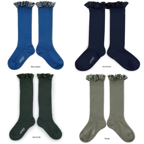 【Collégien】Arabelle Tartan Ruffle Ribbed Knee-high Socks