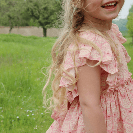 【Konges Sløjd】AVA BOW DRESS GOTS - LACY PINK
