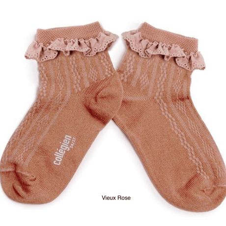 【Collégien】Marie-Antoinette Lightweight Pointelle Socks with Broderie Anglaise