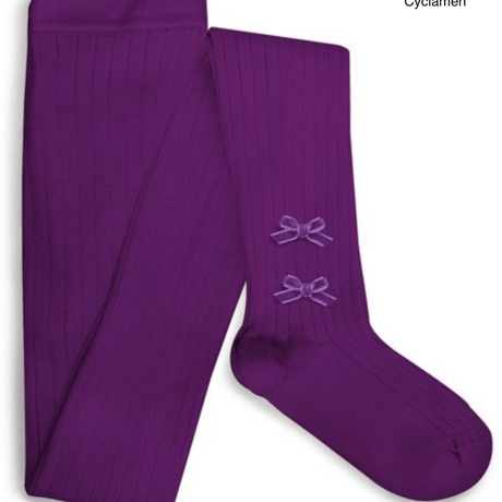 【Collégien】Capucine Ribbed Tights with Velvet Bows