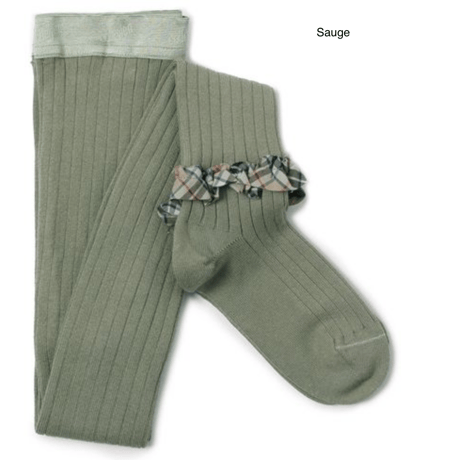 【Collégien】Adelaïde Tartan Ruffle Ribbed Tights