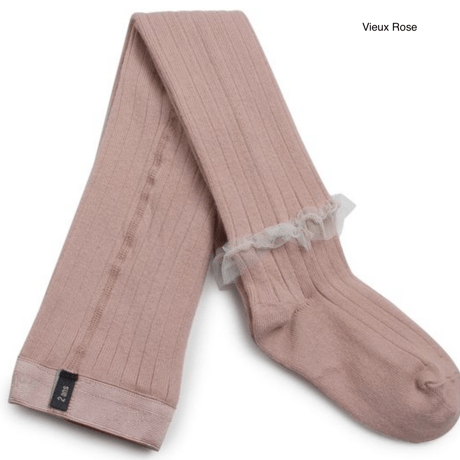 【Collégien】Gisèle Tulle Frill Ribbed Tights