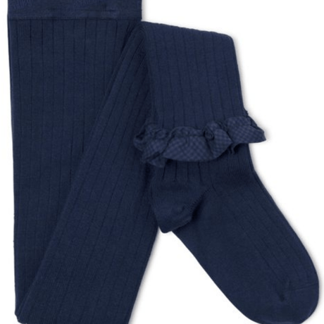 【Collégien】Agathe Gingham Ruffle Ribbed Tights