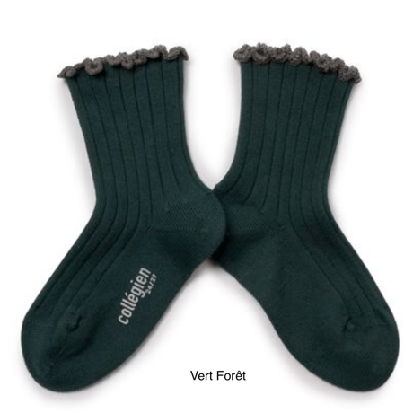 【Collégien】Delphine Lettuce Trim Ribbed Socks