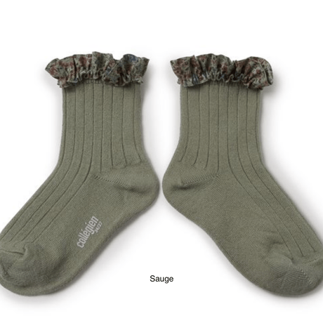 【Collégien】Charlotte Liberty Ruffle Ribbed Ankle Socks