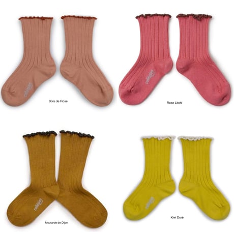 【Collégien】Delphine Lettuce Trim Ribbed Socks