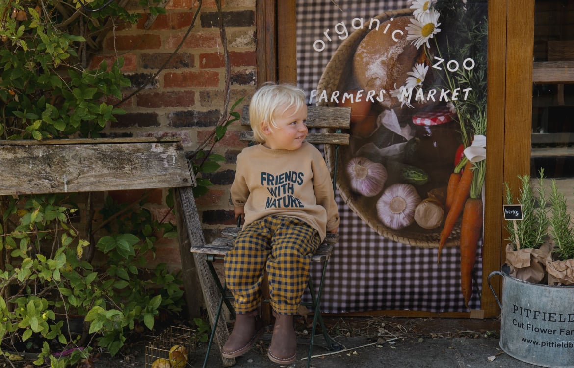 Organic Zoo】Blueberry Gingham Carrot Pants | y