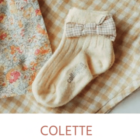 【Collégien】Colette Ribbed Ankle Socks with Gingham bow