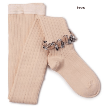 【Collégien】Adelaïde Tartan Ruffle Ribbed Tights