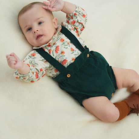 【Birinit Petit】Green Antique velvet straps bloomer  / Culetín tirantes velvet verde Antique