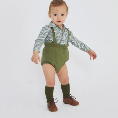 【Birinit Petit】Green Antique bambula straps bloomer  / Culetín tirantes bambula verde Antique