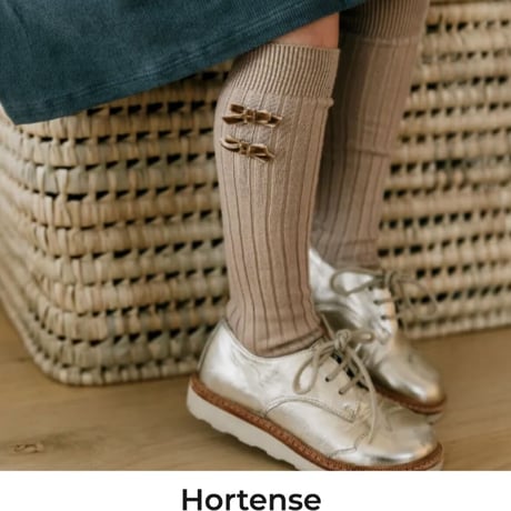 【Collégien】Hortense Ribbed Knee-high Socks with Velvel Bows