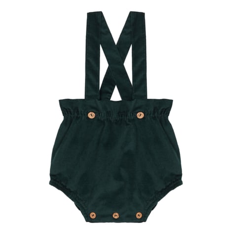 【Birinit Petit】Green Antique velvet straps bloomer  / Culetín tirantes velvet verde Antique