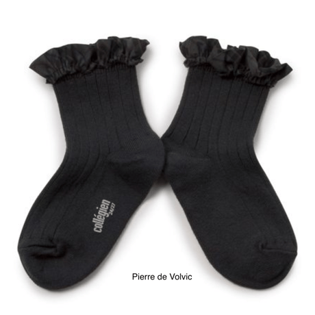 【Collégien】Lucie Tartan Ruffle Ribbed Ankle Socks