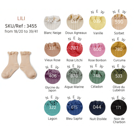 【Collégien】Lili Lace Trim Ribbed Ankle Socks