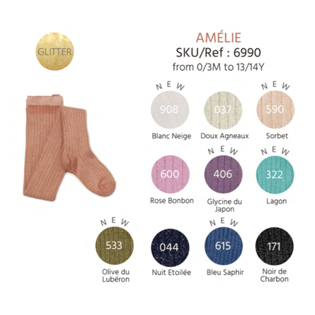 【Collégien】Amélie Glitter Ribbed Tights