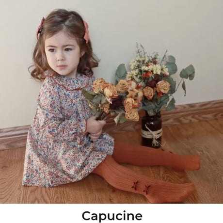 【Collégien】Capucine Ribbed Tights with Velvet Bows