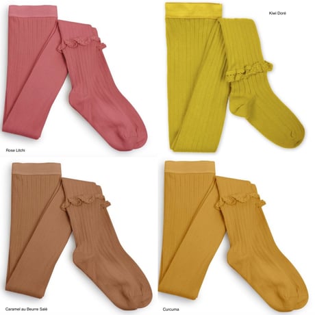 【Collégien】Chloé Lace Frill Ribbed Tights
