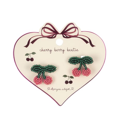 【Konges Sløjd】 2 PACK PEARLY HAIR CLIPS CHERRY - CHERRY