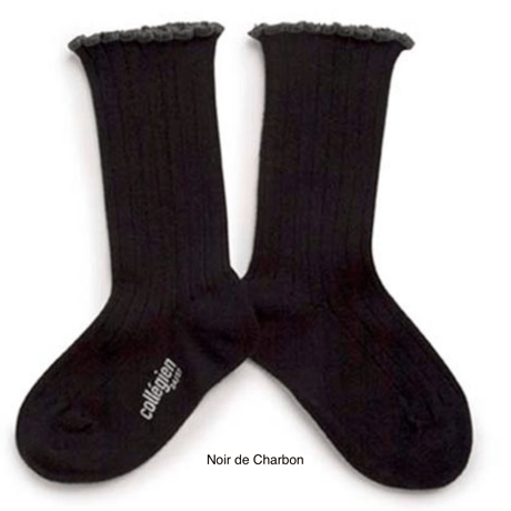 【Collégien】Delphine Lettuce Trim Ribbed Socks