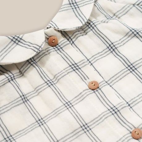 【Organic Zoo】Navy Window Check Collar Dress