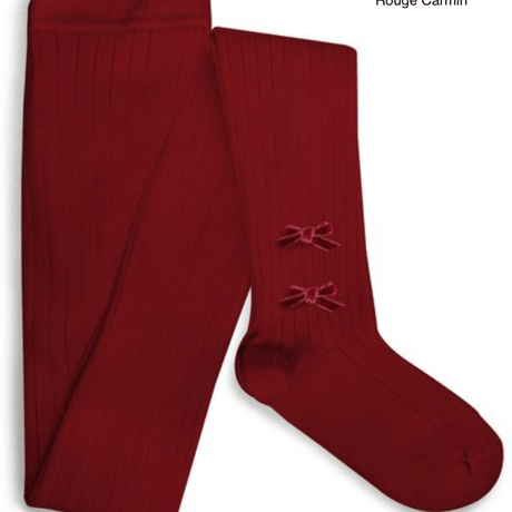【Collégien】Capucine Ribbed Tights with Velvet Bows