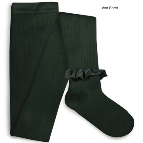 【Collégien】Adelaïde Tartan Ruffle Ribbed Tights