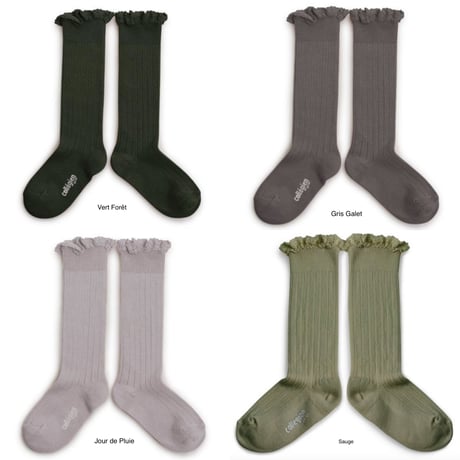 【Collégien】Joséphine Lace-Trim Ribbed Knee-high Socks