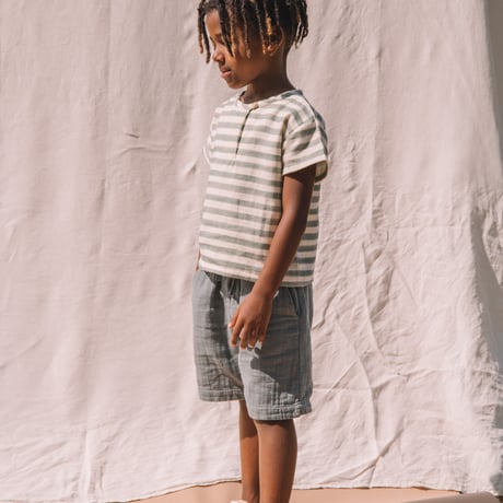 【STUDIO BOHEME PARIS】T-SHIRT ORSO GAZE - GREEN STRIPES