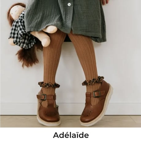 【Collégien】Adelaïde Tartan Ruffle Ribbed Tights