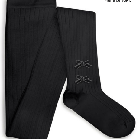 【Collégien】Capucine Ribbed Tights with Velvet Bows