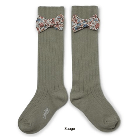 【Collégien】Mathilde Ribbed Knee-high Socks with Liberty Bow