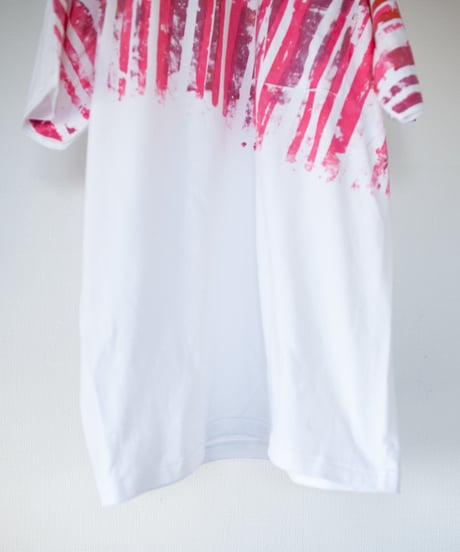 "赤い日差し" Red sunshine, Hand-printed silk-screen T-shirt