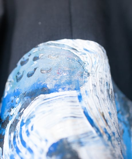 《0＜nisai+α≦Y》 metal hook paint half-sleeve shirt jacket / black cotton