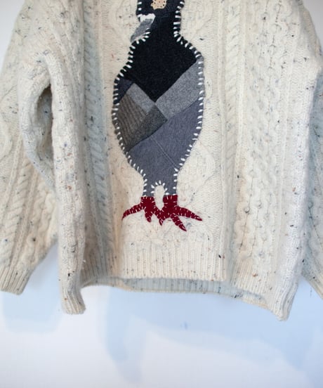 "つよい鳩" patchwork pigeon(strong) knit, Rebuild by vintages