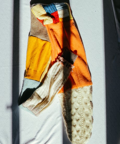 "サンセット・アンティーク" Vintage knit Rebuild Muffler by Antique Lace and Sunset