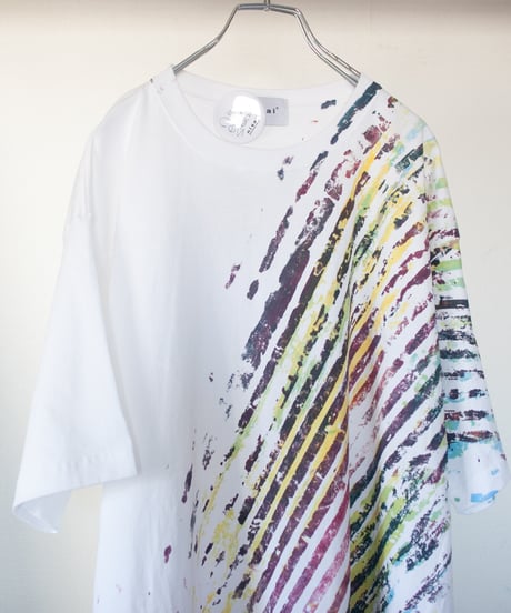 "色彩記録の手刷りのTシャツ 第四十色" T-shirt by Analog silk screen overlay blurring hand-print